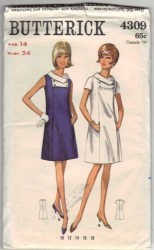 4309 1960S YOKE COLLAR SLVS OR NOT A-DRESS PATTERN 12 32